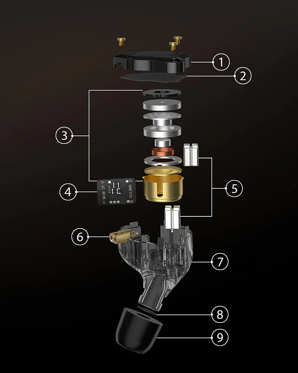 Вакуумні навушники KZ ZS10 Pro 2 гібридні з 10 драйверами та регулюванням звуку